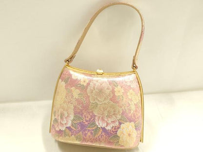平和屋着物▼和装小物　和装バッグ　ハンドバッグ　花柄　金彩　逸品　AABI8723ay