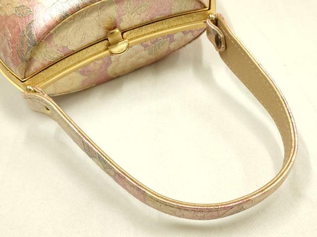 平和屋着物▼和装小物　和装バッグ　ハンドバッグ　花柄　金彩　逸品　AABI8723ay