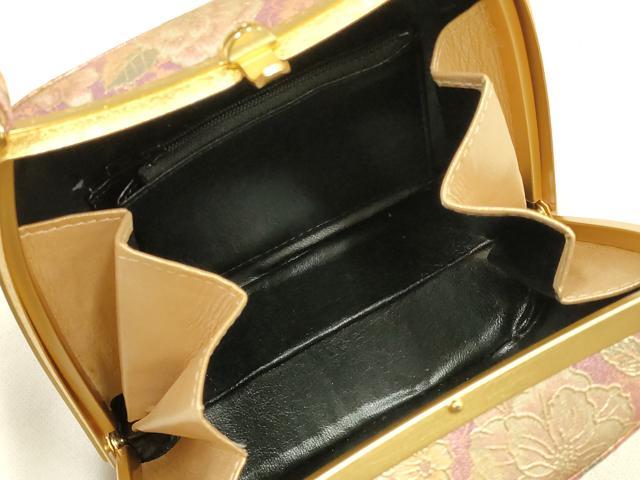 平和屋着物▼和装小物　和装バッグ　ハンドバッグ　花柄　金彩　逸品　AABI8723ay