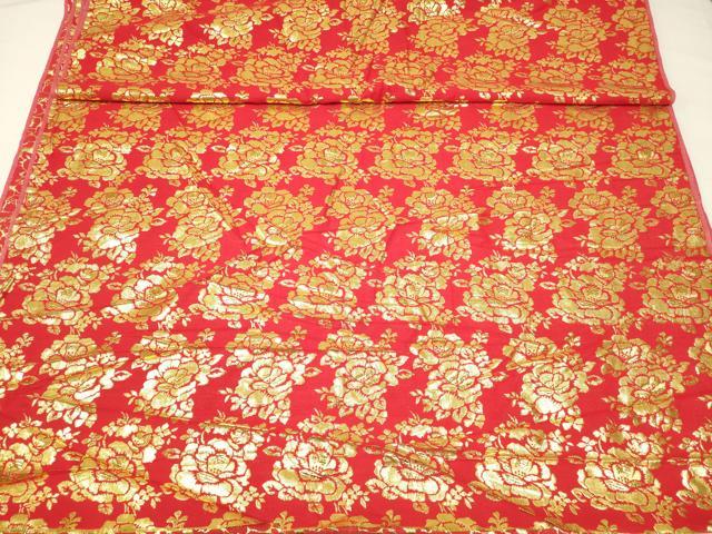 平和屋本店▼和装小物 金襴生地 草花文 ハンドメイド リメイク 約2288cm×106cm AABI8730ay