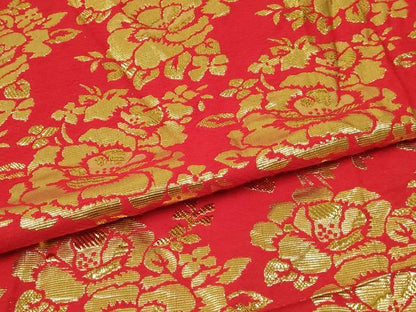 平和屋本店▼和装小物 金襴生地 草花文 ハンドメイド リメイク 約2288cm×106cm AABI8730ay