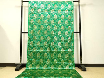 平和屋本店▼和装小物　金襴生地　草花文　ハンドメイド　リメイク　約2032cm×108cm　AABI8731ay