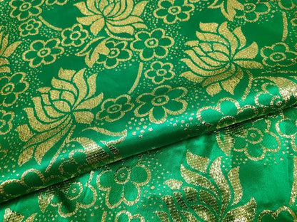 平和屋本店▼和装小物　金襴生地　草花文　ハンドメイド　リメイク　約2032cm×108cm　AABI8731ay