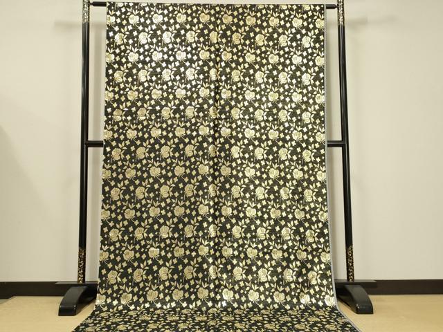 平和屋本店▼和装小物 金襴生地 草花文 ハンドメイド リメイク 約1424cm×118cm AABI8732ay