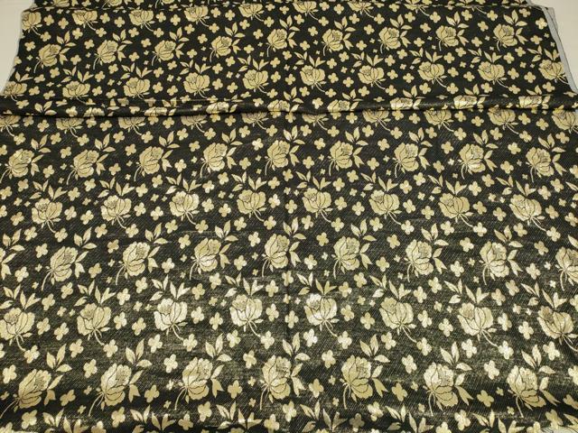 平和屋本店▼和装小物 金襴生地 草花文 ハンドメイド リメイク 約1424cm×118cm AABI8732ay