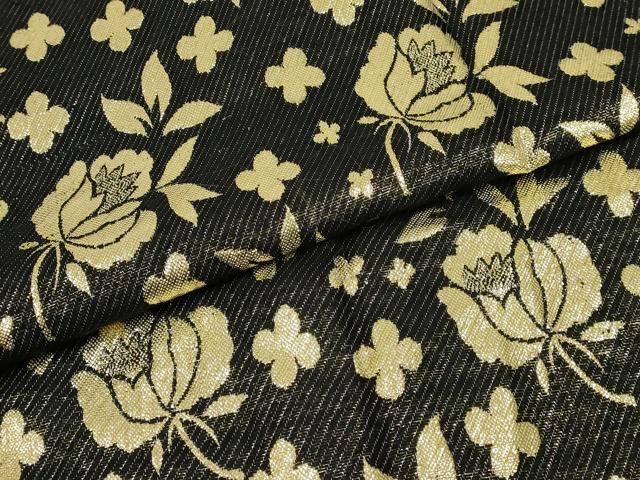 平和屋本店▼和装小物 金襴生地 草花文 ハンドメイド リメイク 約1424cm×118cm AABI8732ay