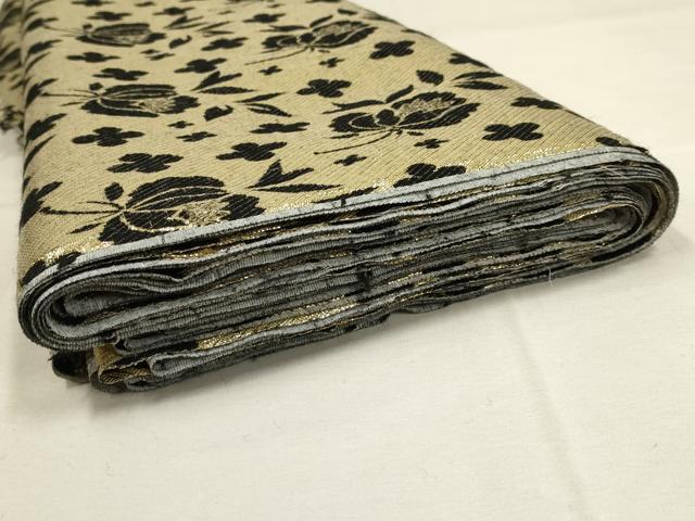 平和屋本店▼和装小物 金襴生地 草花文 ハンドメイド リメイク 約1424cm×118cm AABI8732ay