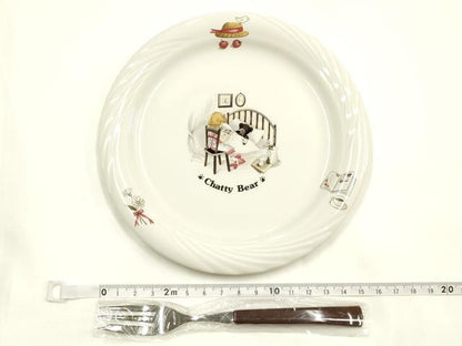 平和屋本店▼ケーキプレート＆フォークセット　5組　APIDES　Chatty Bear　約16cm　未使用　AABI8734ay