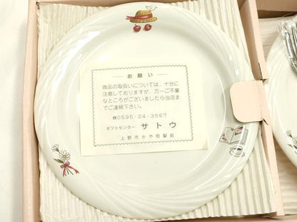平和屋本店▼ケーキプレート＆フォークセット　5組　APIDES　Chatty Bear　約16cm　未使用　AABI8734ay