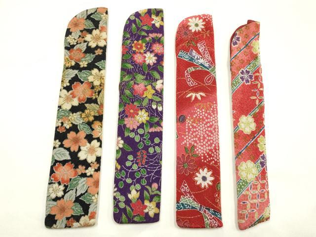 平和屋着物▼和装小物　扇子袋　花柄　束ね熨斗　丸文　ちりめん　金糸　金彩　逸品　AABI8737ay