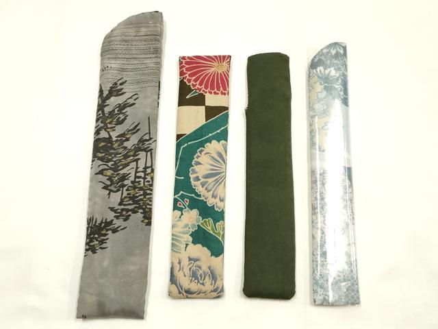 平和屋着物▼和装小物　扇子袋　花柄　束ね熨斗　丸文　ちりめん　金糸　金彩　逸品　AABI8737ay