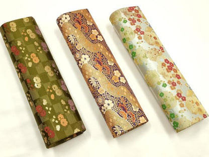 平和屋着物▼和装小物　扇子ケース5点　松竹梅　花柄　雪輪　亀甲　金糸　マグネット式　逸品　AABI8738ay