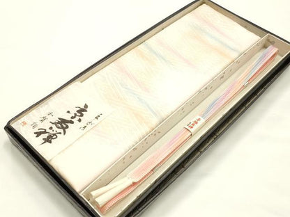 平和屋着物●和装小物　帯締め・帯揚げセット　手描友禅　京友禅　平組　霞文　金通し地　暈し染め　正絹　逸品　未使用　AABI8743ay