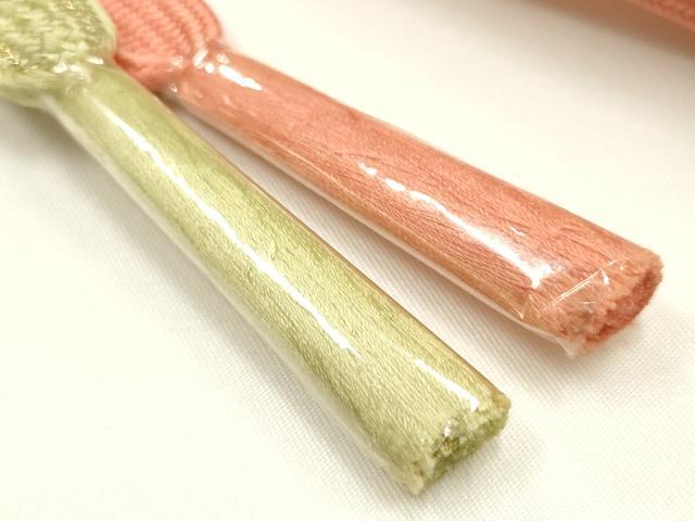 平和屋着物●和装小物　帯締め・帯揚げセット　高麗組　蔓帯花文　金糸　暈し染め　逸品　未使用　AABI8745ay