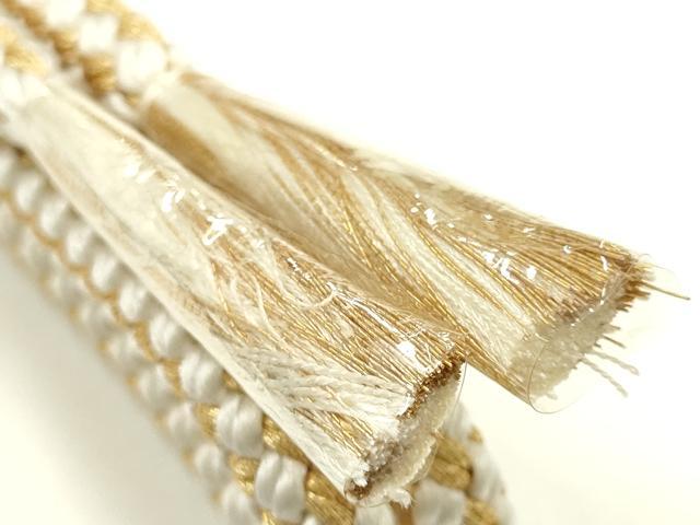 平和屋着物●和装小物　帯締め・帯揚げ・扇子セット　美保姿本舗　丸組　飛鶴文　金糸　逸品　未使用　AABI8748ay