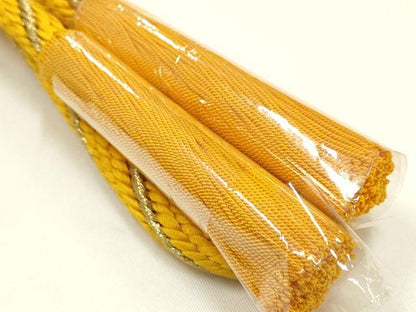 平和屋着物●和装小物　振袖用帯締め・帯揚げセット　総絞り　金糸　撚り房　正絹　逸品　未使用　AABI8749ay