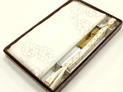 平和屋着物●和装小物　帯締め・帯揚げセット　礼装用　平組　切嵌花文　金糸　金銀彩　亀房付き　逸品　未使用　AABI8750ay