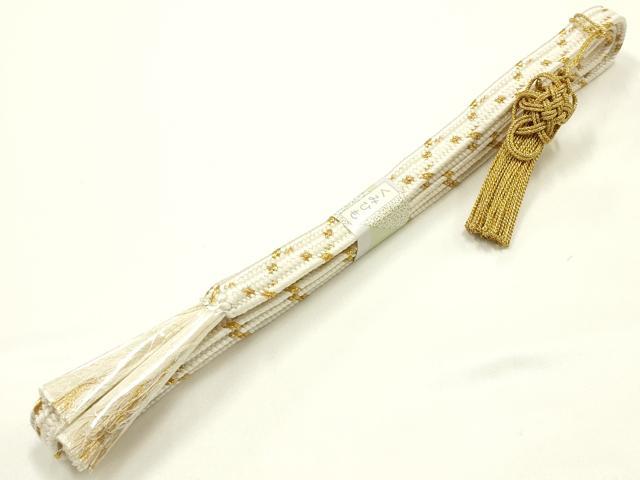 平和屋着物●和装小物　帯締め・帯揚げセット　礼装用　平組　切嵌花文　金糸　金銀彩　亀房付き　逸品　未使用　AABI8750ay