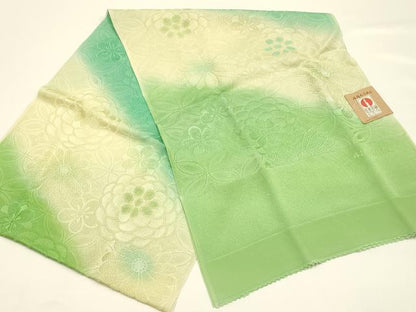 平和屋着物●和装小物　振袖用帯締め・帯揚げセット　丸ぐけ　刺繍　斜縞　花　金糸　暈し染め　丹後ちりめん　逸品　未使用　AABI8752ay