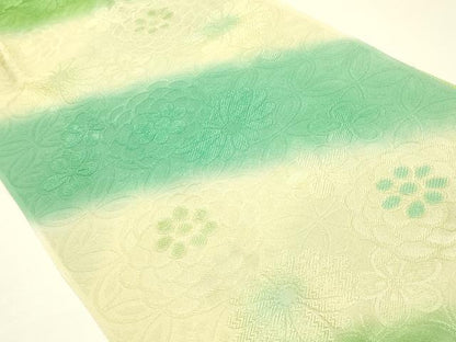 平和屋着物●和装小物　振袖用帯締め・帯揚げセット　丸ぐけ　刺繍　斜縞　花　金糸　暈し染め　丹後ちりめん　逸品　未使用　AABI8752ay