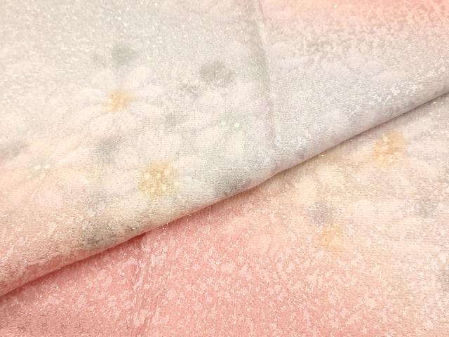 平和屋着物●和装小物　振袖用帯締め・帯揚げ・伊達衿セット　斜縞　花柄　暈し染め　金通し地　撚り房　逸品　未使用　AABI8756ay