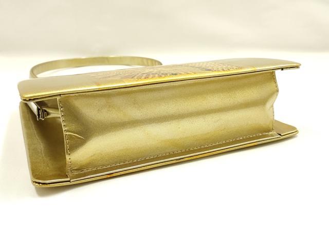 平和屋着物▼和装小物　和装バッグ　金鷲本舗 東京謹製 キンワシ印　ハンドバッグ　螺鈿　舞蝶文　金彩　逸品　AABI8761ay