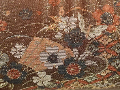 平和屋着物▼和装小物　和装バッグ　ハンドバッグ　クラッチバッグ　流水花蝶文　金糸　金彩　逸品　未使用　AABI8765ay