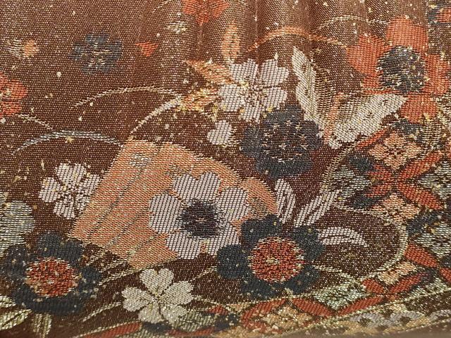 平和屋着物▼和装小物　和装バッグ　ハンドバッグ　クラッチバッグ　流水花蝶文　金糸　金彩　逸品　未使用　AABI8765ay