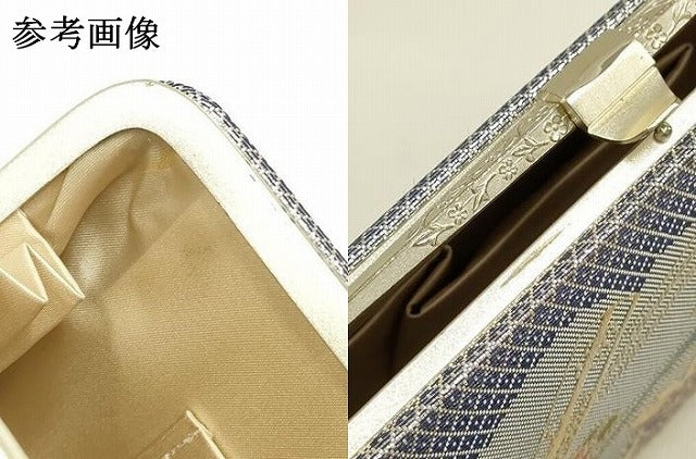 平和屋着物▼和装小物　和装バッグ　佐賀錦　ハンドバッグ　クラッチバッグ　花ぎおん　扇面花文　銀糸　金彩　逸品　AABI8769ay