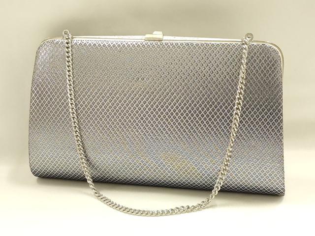 平和屋着物▼和装小物　和装バッグ　佐賀錦　ハンドバッグ　クラッチバッグ　花ぎおん　扇面花文　銀糸　金彩　逸品　AABI8769ay
