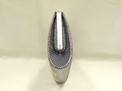 平和屋着物▼和装小物　和装バッグ　佐賀錦　ハンドバッグ　クラッチバッグ　花ぎおん　扇面花文　銀糸　金彩　逸品　AABI8769ay