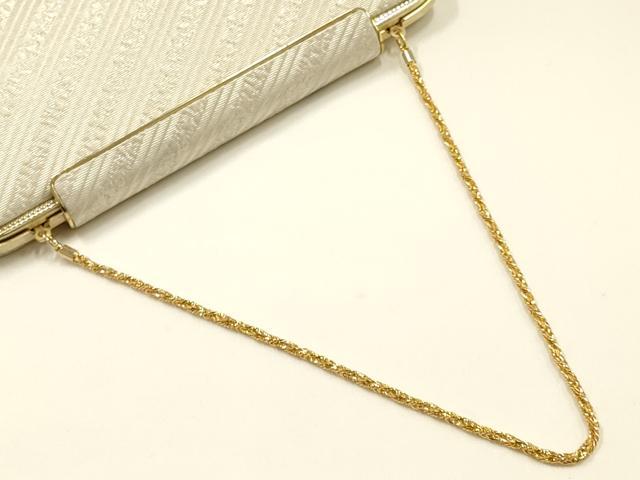 平和屋着物▼和装小物　和装バッグ　ハンドバッグ　クラッチバッグ　斜縞　銀糸　逸品　AABI8772ay