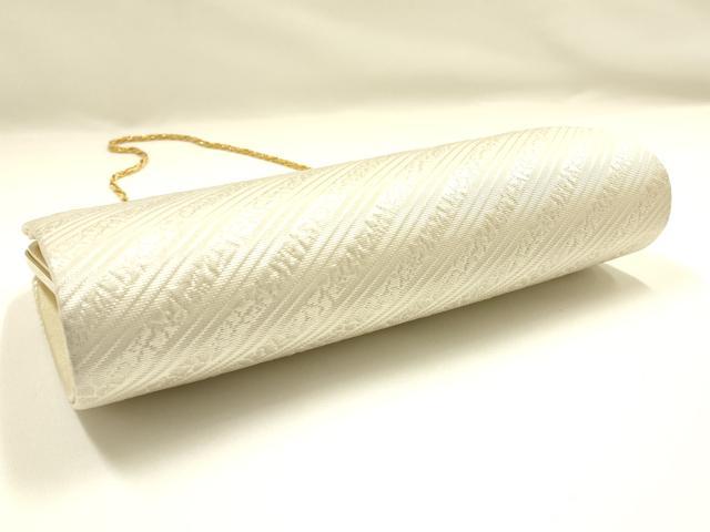平和屋着物▼和装小物　和装バッグ　ハンドバッグ　クラッチバッグ　斜縞　銀糸　逸品　AABI8772ay