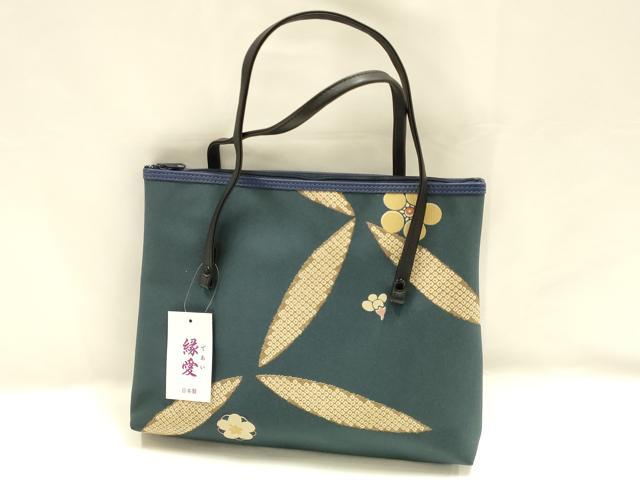 平和屋着物▼和装小物　和装バッグ　ハンドバッグ　トートバッグ　縁愛　花柄　梅　逸品　未使用　AABI8773ay