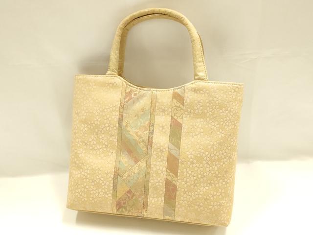 平和屋着物▼和装小物　和装バッグ　ハンドバッグ　トートバッグ　花柄　笹蔓　金糸　逸品　AABI8783ay