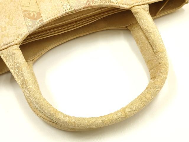 平和屋着物▼和装小物　和装バッグ　ハンドバッグ　トートバッグ　花柄　笹蔓　金糸　逸品　AABI8783ay