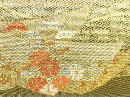 平和屋着物▼和装小物　和装バッグ　佐賀錦　ハンドバッグ　吉祥花文　金糸　逸品　AABI8785ay