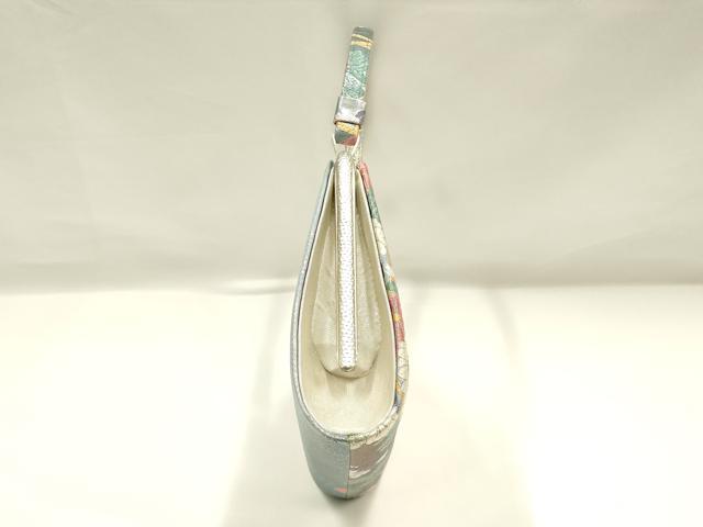 平和屋着物▼和装小物　和装バッグ　ハンドバッグ　鳳凰花文　金銀糸　帯地使用　逸品　AABI8791ay