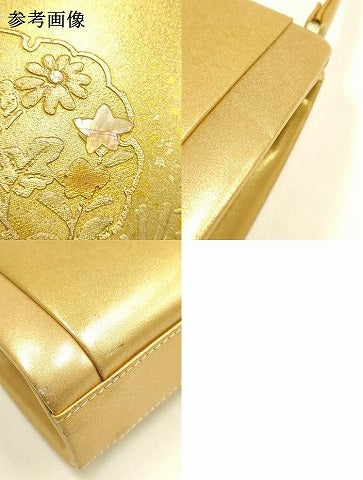 平和屋着物▼和装小物　和装バッグ　ハンドバッグ　螺鈿　雪輪花文　松　金彩　逸品　AABI8794ay