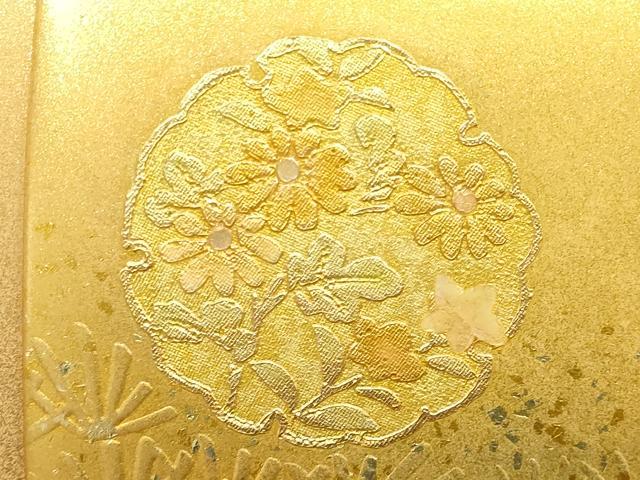 平和屋着物▼和装小物　和装バッグ　ハンドバッグ　螺鈿　雪輪花文　松　金彩　逸品　AABI8794ay