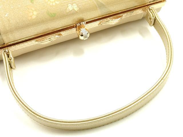 平和屋着物▼和装小物　和装バッグ　ハンドバッグ　花柄　螺鈿　金彩　逸品　AABI8798ay