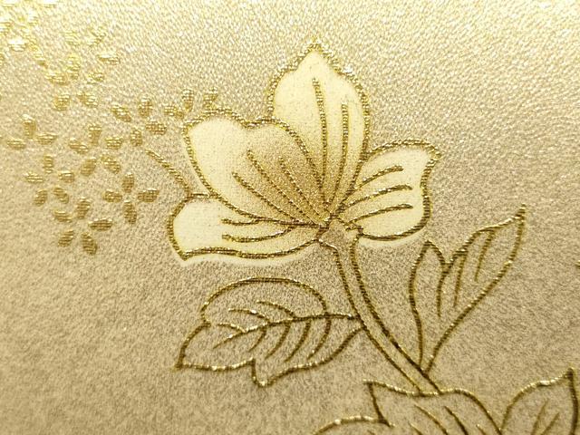 平和屋着物▼和装小物　和装バッグ　ハンドバッグ　枝花文　金彩　逸品　AABI8799ay