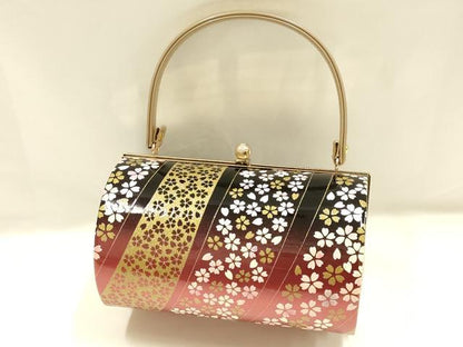 平和屋着物▼和装小物　和装バッグ　ハンドバッグ　振袖用　斜縞　花　金彩　暈し　逸品　AABI8800ay