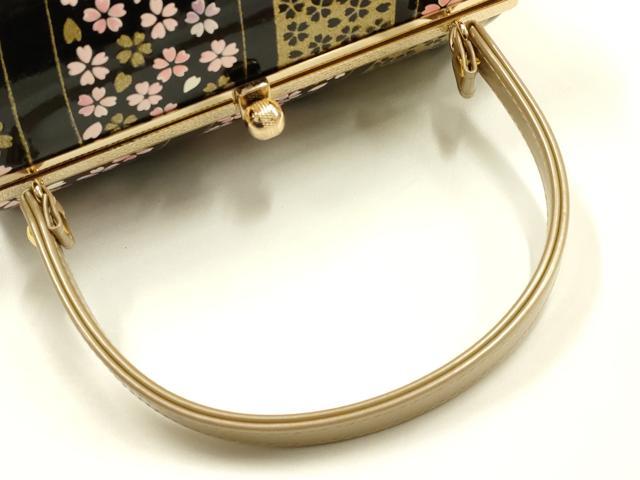 平和屋着物▼和装小物　和装バッグ　ハンドバッグ　振袖用　斜縞　花　金彩　暈し　逸品　AABI8800ay