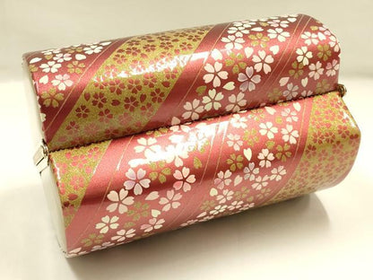 平和屋着物▼和装小物　和装バッグ　ハンドバッグ　振袖用　斜縞　花　金彩　暈し　逸品　AABI8800ay