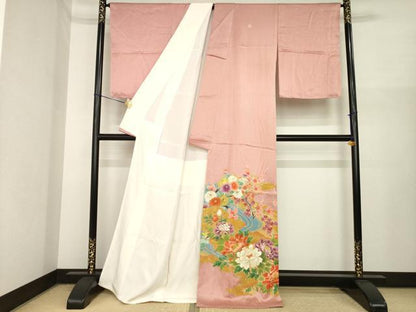 平和屋着物●豪華色留袖　流水花文　金彩　正絹　逸品　AABI8802ck