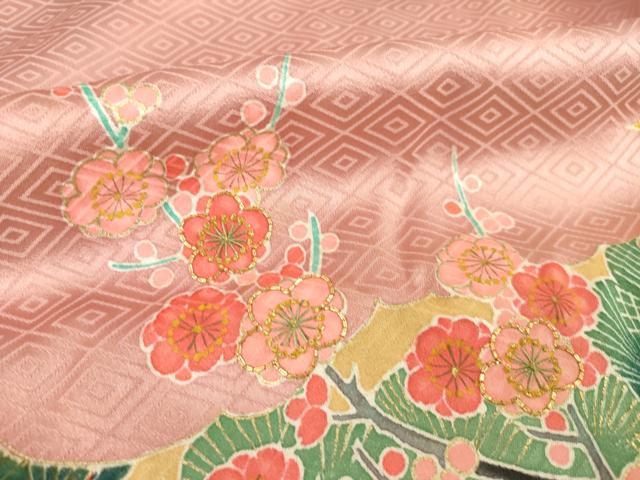 平和屋着物●豪華色留袖　流水花文　金彩　正絹　逸品　AABI8802ck