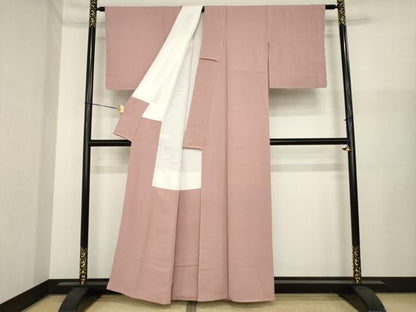 平和屋着物●上質な色無地　鴇浅葱色　鬼しぼ縮緬　正絹　逸品　未使用　AABI8804ck