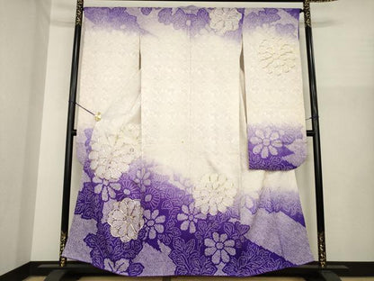 平和屋着物●豪華振袖　総絞り　駒刺繍　舞花文　暈し染め　やまと誂製　正絹　逸品　AABI8808ck