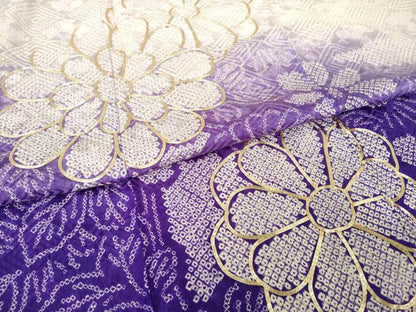 平和屋着物●豪華振袖　総絞り　駒刺繍　舞花文　暈し染め　やまと誂製　正絹　逸品　AABI8808ck